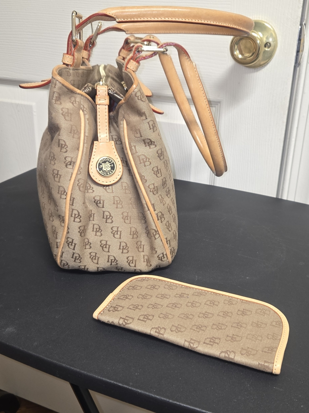 Dooney & Bourke Tan Monogram  Shoulder Bag 2pc